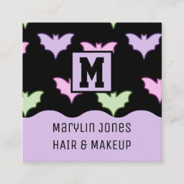 HALLOWEEN NEON BATS VIERKANTE VISITEKAARTJE