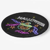 Halloween Neon Bekijk pompoenen Pet vleermuizen Papieren Bordje (Gekanteld)