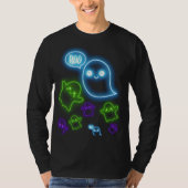 Halloween Neon Blue, Green Boo T-Shirt (Voorkant)