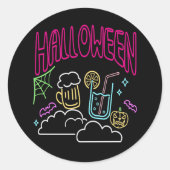 Halloween Neon Glow Kijk Beer Drink Party Ronde Sticker (Voorkant)