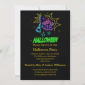 Halloween Neon Glow Kijk Paarse Ghost Broom Party Kaart (Voorkant)