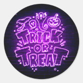 Halloween Neon Glow Kijk Paarse Trick Treparty Ronde Sticker (Voorkant)