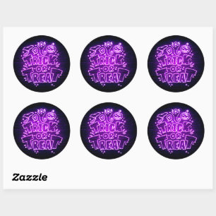 Halloween Neon Glow Kijk Paarse Trick Treparty Ronde Sticker