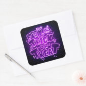 Halloween Neon Glow Kijk Paarse Trick Treparty Vierkante Sticker (Envelop)