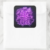 Halloween Neon Glow Kijk Paarse Trick Treparty Vierkante Sticker (Tas)