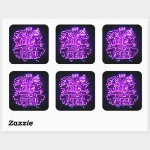 Halloween Neon Glow Kijk Paarse Trick Treparty Vierkante Sticker
