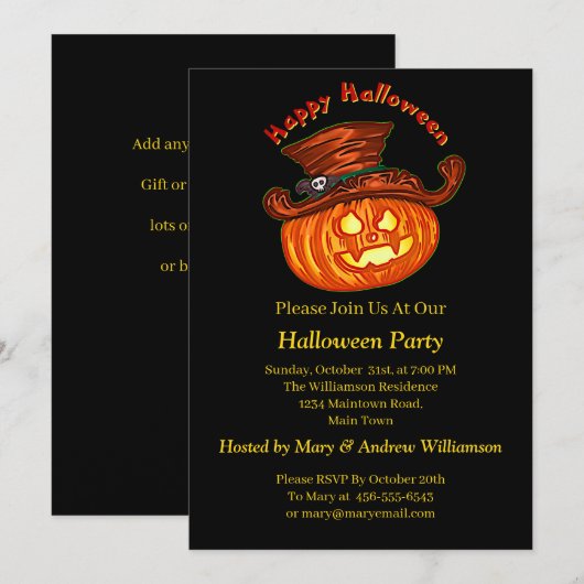 Halloween Neon Glow Kijk Pumpkin Party Kaart (Voorkant / Achterkant)