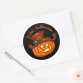 Halloween Neon Glow Kijk Pumpkin Party Ronde Sticker (Envelop)