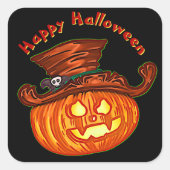 Halloween Neon Glow Kijk Pumpkin Party Vierkante Sticker (Voorkant)