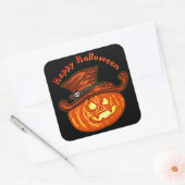 Halloween Neon Glow Kijk Pumpkin Party Vierkante Sticker (Envelop)