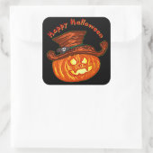 Halloween Neon Glow Kijk Pumpkin Party Vierkante Sticker (Tas)