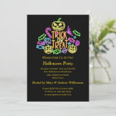 Halloween Neon Glow Kijk Trick Treat Snoep Party Kaart (Staand voorkant)
