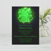 Halloween Neon Glow-look Green Trick Treparty Kaart (Staand voorkant)