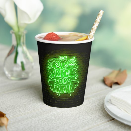 Halloween Neon Glow-look Green Trick Treparty Papieren Bekers (Insitu)