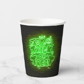 Halloween Neon Glow-look Green Trick Treparty Papieren Bekers (Achterkant)