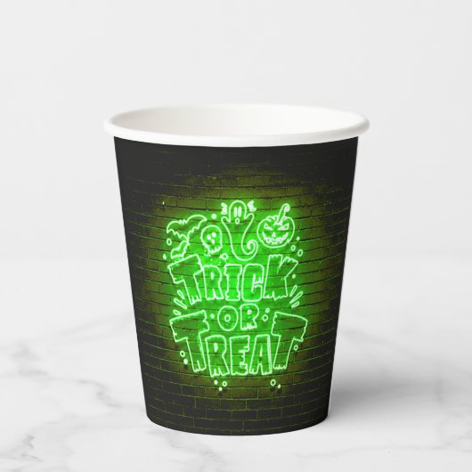 Halloween Neon Glow-look Green Trick Treparty Papieren Bekers (Achterkant)
