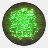 Halloween Neon Glow-look Green Trick Treparty Ronde Sticker (Voorkant)