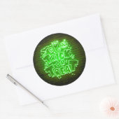 Halloween Neon Glow-look Green Trick Treparty Ronde Sticker (Envelop)