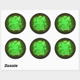 Halloween Neon Glow-look Green Trick Treparty Ronde Sticker