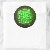 Halloween Neon Glow-look Green Trick Treparty Ronde Sticker (Tas)
