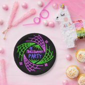 Halloween Neon Glow look Spider Web Party 7" Papieren Bordje (Feest)
