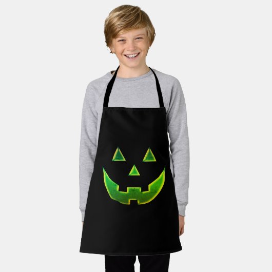 Halloween neon green black Jack o lantern costuum Schort (Gedragen)