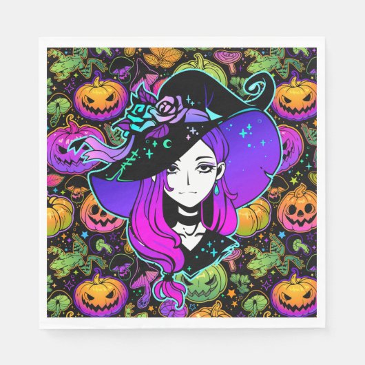 Halloween Neon Heks Servet (Voorkant)