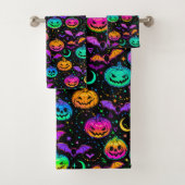 Halloween Neon Jack-O-Lantern, vleermuizen en ster Bad Handdoek (Insitu)