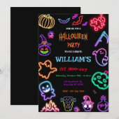 Halloween Neon Kids Verjaardagsfeest Glow Dark Kaart (Voorkant / Achterkant)