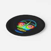 Halloween Neon Kijk Glow Blue Yellow Skull 7" Papieren Bordje (Gekanteld)