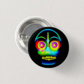 Halloween Neon Kijk Glow Blue Yellow Skull Ronde Button 3,2 Cm (Voorkant /achterkant)
