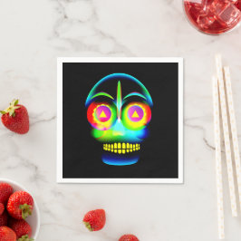 Halloween Neon Kijk Glow Blue Yellow Skull Servet