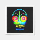 Halloween Neon Kijk Glow Blue Yellow Skull Servet (Voorkant)