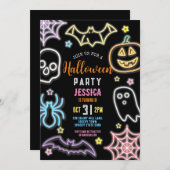 Halloween Neon Kinder Party Glow Dark Party Kaart (Voorkant / Achterkant)