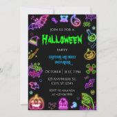 Halloween Neon Kostuum Party Uitnodiging (Voorkant)