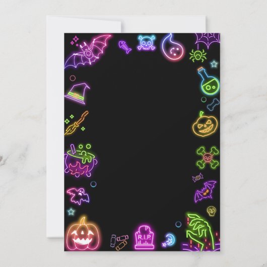 Halloween Neon Kostuum Party Uitnodiging (Achterkant)