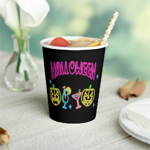 Halloween Neon Let Pumpkin Cocktail Party Papieren Bekers