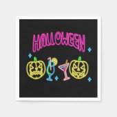 Halloween Neon Let Pumpkin Cocktail Party Servet (Voorkant)