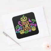 Halloween Neon Let Trick Treat Snoep Party Vierkante Sticker (Envelop)