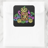 Halloween Neon Let Trick Treat Snoep Party Vierkante Sticker (Tas)