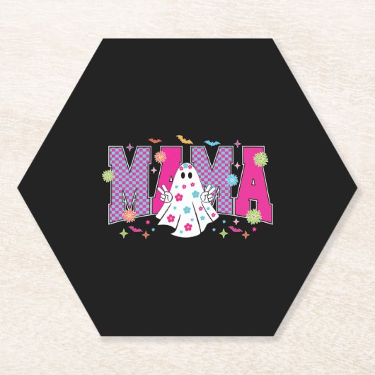 Halloween Neon Mama Mini Kartonnen Onderzetters (Voorkant)
