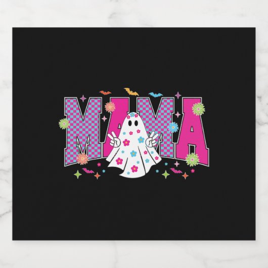 Halloween Neon Mama Mini Sparkling Wijnetiket (Enkel label)