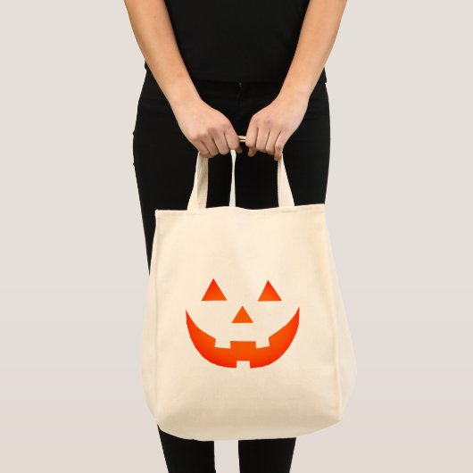 Halloween neon oranje Jack o lantaarnpompoen Tote Bag (Voorkant (product))