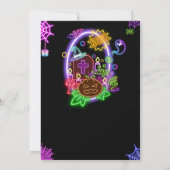 Halloween Neon Party Uitnodiging Geesten & Pompoen (Achterkant)