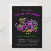 Halloween Neon Party Uitnodiging Geesten & Pompoen (Voorkant)