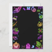 Halloween Neon Party Uitnodiging Geesten & Pompoen (Achterkant)