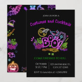 Halloween Neon Party Uitnodiging Geesten & Pompoen (Voorkant / Achterkant)