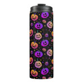 Halloween neon pompoen patroon thermosbeker (Voorkant)