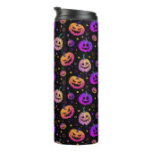 Halloween neon pompoen patroon thermosbeker (Geroteerd rechts)