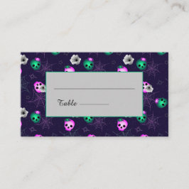 Halloween neon roze en groen gloeiende schedels pl plaatskaartje